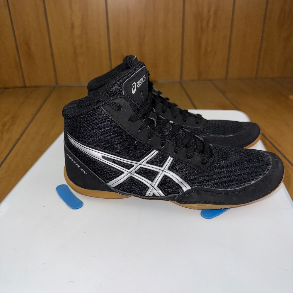 Asics Matflex 5 GS Wrestling Shoes Black Silver C545N Youth Size 2.5